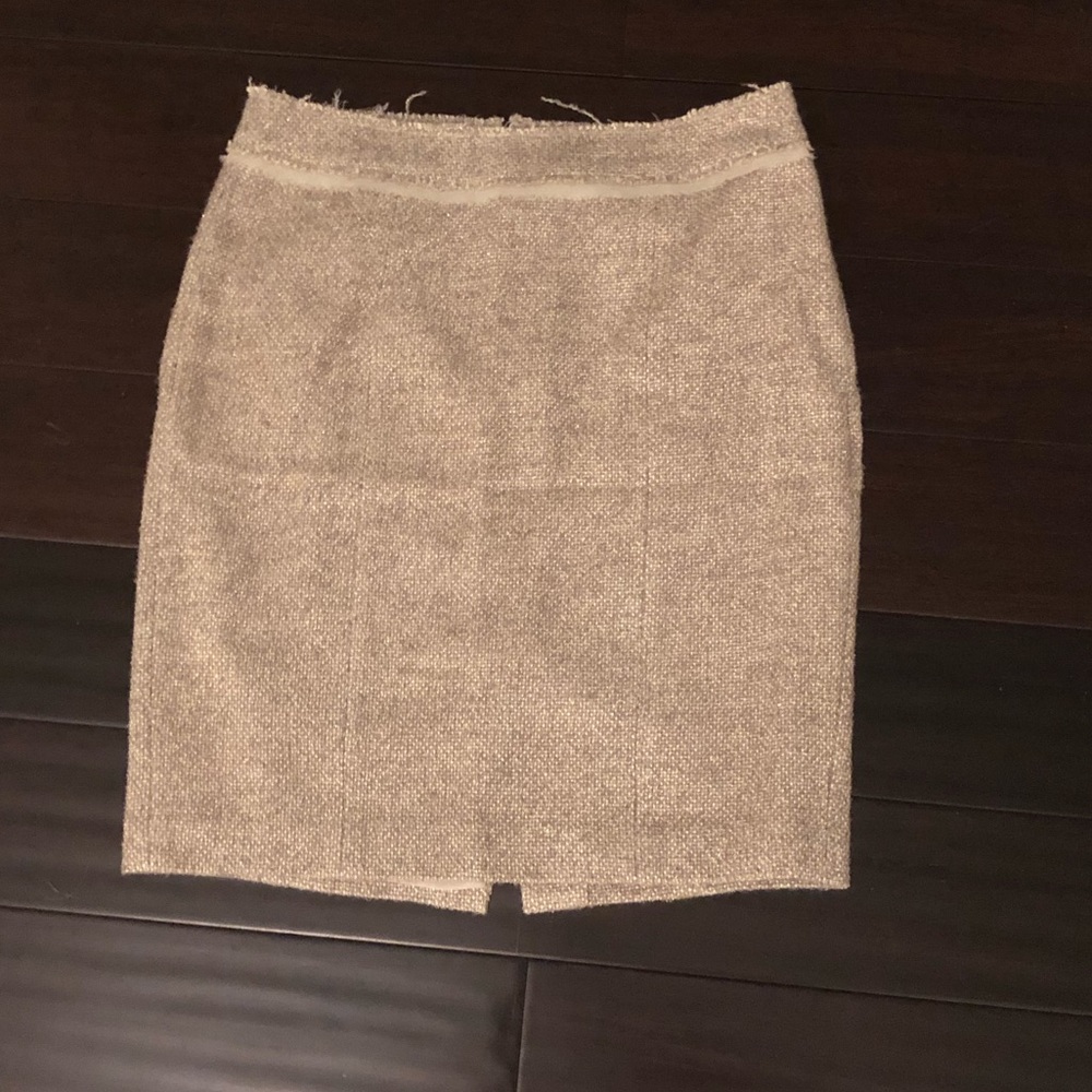 Tan and gold tweed pencil skirt
